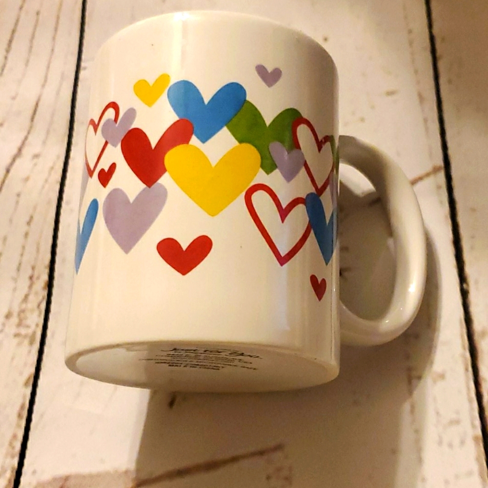 Just for You by Megatoys rainbow hearts coffee mug